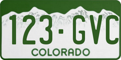 CO license plate 123GVC