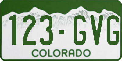 CO license plate 123GVG