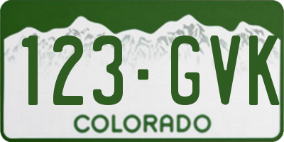 CO license plate 123GVK