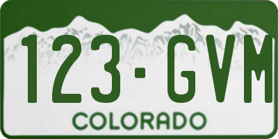 CO license plate 123GVM