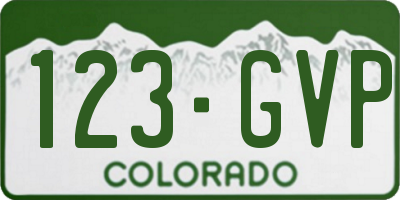 CO license plate 123GVP