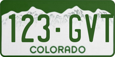 CO license plate 123GVT