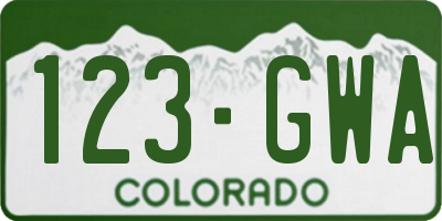 CO license plate 123GWA