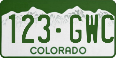 CO license plate 123GWC
