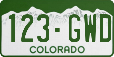 CO license plate 123GWD