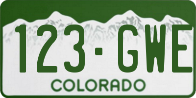 CO license plate 123GWE