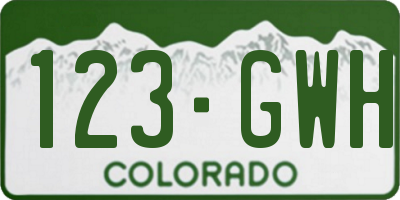 CO license plate 123GWH