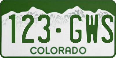 CO license plate 123GWS