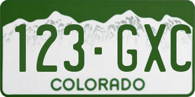 CO license plate 123GXC