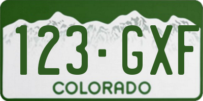 CO license plate 123GXF