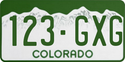 CO license plate 123GXG