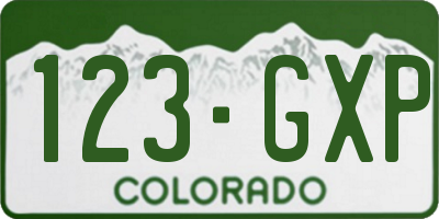 CO license plate 123GXP
