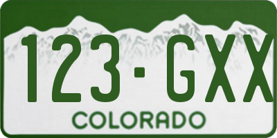 CO license plate 123GXX