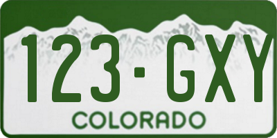 CO license plate 123GXY