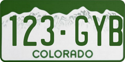CO license plate 123GYB