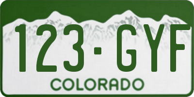 CO license plate 123GYF