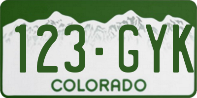 CO license plate 123GYK
