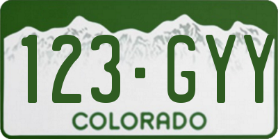 CO license plate 123GYY