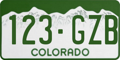 CO license plate 123GZB