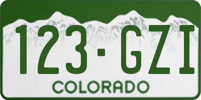 CO license plate 123GZI