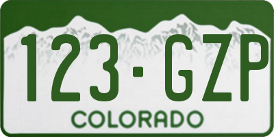 CO license plate 123GZP