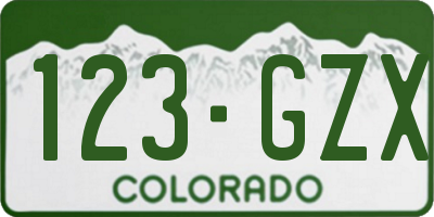 CO license plate 123GZX