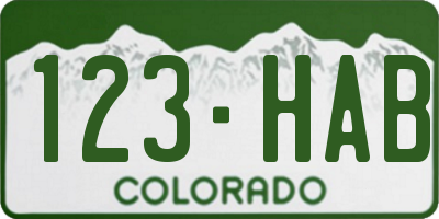 CO license plate 123HAB