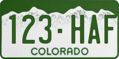 CO license plate 123HAF