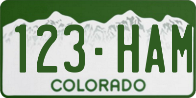 CO license plate 123HAM