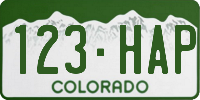 CO license plate 123HAP