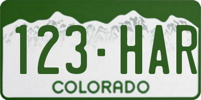 CO license plate 123HAR