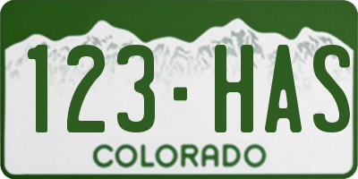 CO license plate 123HAS