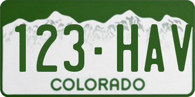 CO license plate 123HAV