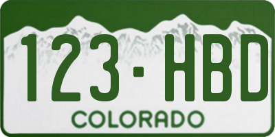 CO license plate 123HBD