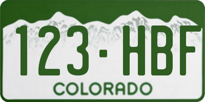 CO license plate 123HBF