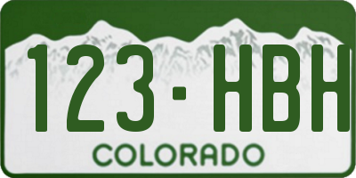 CO license plate 123HBH