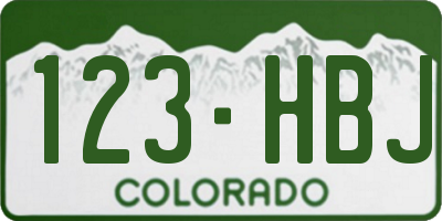 CO license plate 123HBJ
