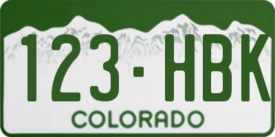 CO license plate 123HBK