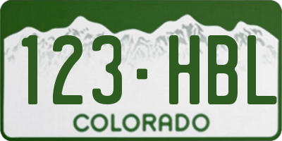 CO license plate 123HBL