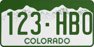 CO license plate 123HBO