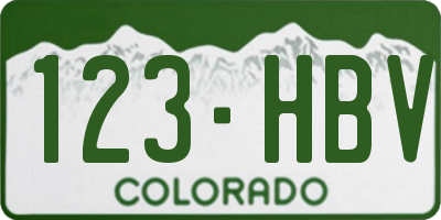 CO license plate 123HBV