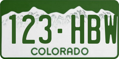 CO license plate 123HBW