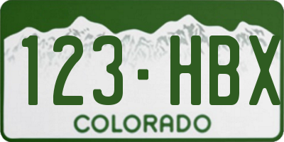 CO license plate 123HBX