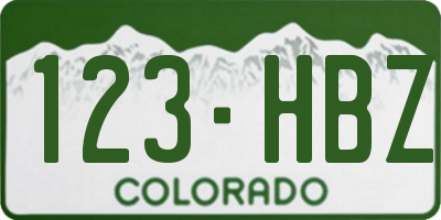 CO license plate 123HBZ