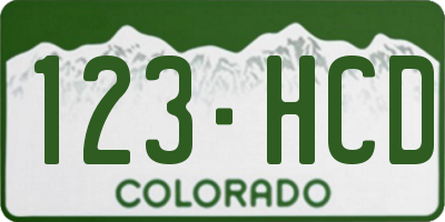 CO license plate 123HCD
