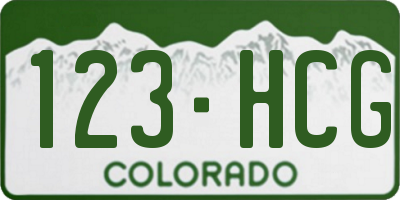 CO license plate 123HCG