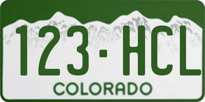 CO license plate 123HCL
