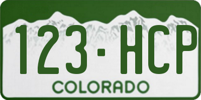 CO license plate 123HCP