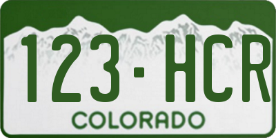 CO license plate 123HCR