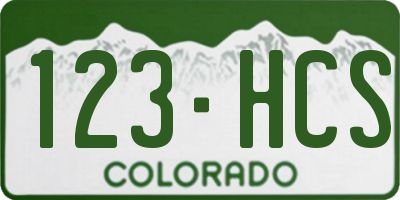 CO license plate 123HCS